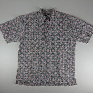 Tori Richard Shirt Size M Pink Green 1/4 Button Up Hawaiian Liberty House Casual